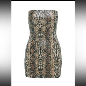 Princess Polly Brown and Black Mini Dress with Snakeskin Print